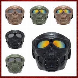 MZZ88 Cool Skull Motorcycle Face Mask with Goggles Plastic Mask Open Face Motorcycle Helmet Moto Casco Cycling Headgear Face Shield