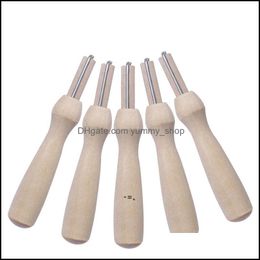 Craft Tools New5Pcs Wooden Handle Holder With Felting Needles Diy Sewing Needlework Felt Hand Tool Rre11529 Drop Delivery Home Garde Otkdx