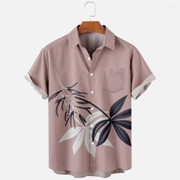 Men's Casual Shirts Design 3D Printing Plant Big Leaves Loose Short-sleeved Lapel With Pocket Shirt Fashion Men's/Boy's Summer Tops