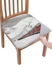 Chair Covers Snow Mountain Red Train Elasticity Cover Office Computer Seat Protector Case Home Kitchen Dining Room Slipcovers