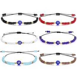 Chain Fashion Turkey Evil Blue Eye Bracelet Women Handmade Woven Rope Crystal Beads Friendship Bracelets Girl Birthday Party Jewellery Dhfnn