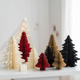 Christmas Decorations Honeycomb Paper Tree 2pcs Set Xmas Table Ornaments Decoration For Home Year Party Decor Po Props