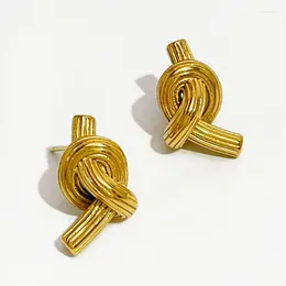 Stud Earrings Minar Delicate 18K Gold Plated Stainless Steel Big Knot For Women Twist Rope Striped Earring Statement Jewelry