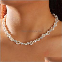 Chokers 2021 White Beads Flower Pearl Choker Necklace Fashion Women Chocker Jewellery Drop Delivery Necklaces Pendants Ot3Pu