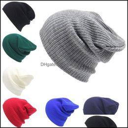 Beanie/Skull Caps Beanie/Skl Unisex Baggy Beanies For Men Winter Hat Womens Warm Outdoor Bonnet Skiing Female Soft Hiphop Slouchy Kn Ott3K