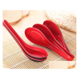 Spoons Wholesale 500Pcs Red Black Colour Home Flatware Japanese Plastic Bowl Soup Porridge Spoon Drop Delivery Garden Kitchen Dining B Dh5Ay