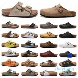 Дизайнерские сандалии birks boston clog arizona gizeh мужчины женщины лето осень зима тапочки Кожаные войлочные ползунки Открытый Крытый Пряжка Ремешок на плоской подошве Пробковая повседневная обувь