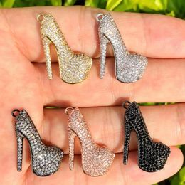 Charms Pcs High Heel Shoe Cubic Zirconia Paved Metal Pendant For Jewellery Making Bracelet Necklace AccessoriesCharms