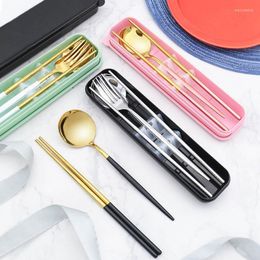 Dinnerware Sets 3pcs/set Dinner Set Cutlery Stainless Steel Tableware Knife Fork Spoon With Box Western Tools