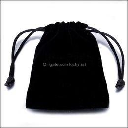 Jewellery Pouches Bags Fashion Flannel Dstring Black Veet Pouches Mobile Power Mti Size Packaging Gift Bag Drop Delivery Display Otxka