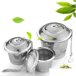 Coffee Tea Tools Durable 3 Sizes Sier Reusable 304 Stainless Mesh Herbal Ball Strainer Teakettle Locking Philtre Infuser Lz187 Drop Dhx43