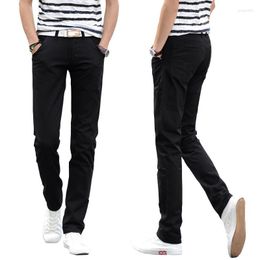 Men's Pants Fashion Men's Straight Cotton Slim Mid-Weight Solid Flat Trousers Casual Slacks Metro-sexual Pant