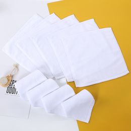 12x12 inch Thick Hand Towel Cotton White Square Hand Towels for Hotel Home Restaurant Wedding Dinner Cloth Napkins Embroidered Custom Logo 60g 32s