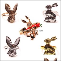 Napkin Rings Easter Rabbit Custom Decorative Holders Drop Delivery Home Garden Kitchen Dining Bar Table Decoration Accessories Oturc