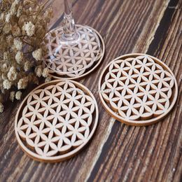 Table Mats Flower Of Life Wooden Coasters Geometric Yoga Mandala Sacred Tree Decor Kitchen Spiritual