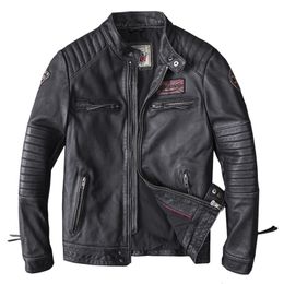 Retro Motorcycle Leather Jacket For Men Punk Style Male Bomber Jacket Pockets Clothes Spring Auutmn Clothing Plus Size Black Tops 5XL