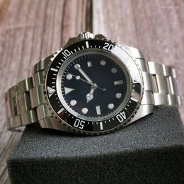 Wristwatches SEA BLACK Dial 43mm Big Mechanical Men Watch Rotating Bezel Ceramic Insert 24 Jewels NH35A MIYOTA 8215 Oyster Strap