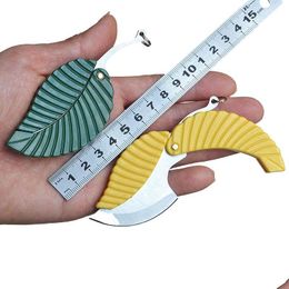 Party Favour Mini Leaf Folding Knife Keychain Pendant Portable Outdoor Cam Pocket Knives Survival Tool 2 Colours Drop Delivery Home Ga Dhrpw