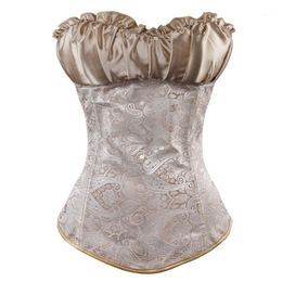 Bustiers & Corsets Renaissance Gothic Corset Sexy Overbust And For Women Zipper Side Body Shaper Slimmer Costume Plus Size S-6XL