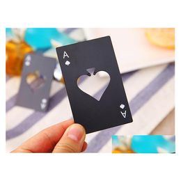 Openers New Stylish Black Beer Bottle Opener Poker Playing Card Ace Of Spades Bar Tool Soda Cap Gift Kitchen Gadgets Tools Drop Deli Dhbvj