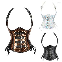 Belts 652F Punk Corset With Suspender Cummerbunds For Women Tight High Waist Corsets Slimming Body Shaping Girdle Straps