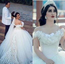 Gorgeous Ballgown Wedding Dresses Bridal Gown Off The Shoulder Neckline Handmade Flowers Ruffles Custom Made Plus Size Vestido De Novia