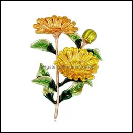 Pins Brooches Flower Daisy Brooch Pins Yellow Marguerite Boutonniere Wedding Lapel Pin Fashion Jewellery For Men Women Drop Delivery Otmgr