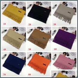 Other Home Textile 200X70Cm Autumn Winter Women Scarf High Quality Long Solid Colour Cashmere Thicken Warm Shawls Wraps Lady Tassel S Dhcfg