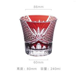 Wine Glasses Amber Red Crystal Whisky Glass Japanese Edo Kiriko Multi-Color Drinking Transparent