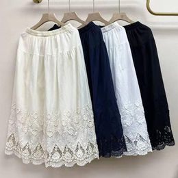 Skirts Lamtrip D Flowers Stitch A-Line Cotton Hook Hollow Out Skirt Embroidery Saia 2023 Spring