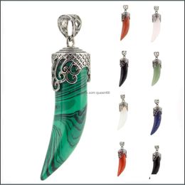 Colares pendentes de cristal natural gem lobo pimenta forma de pedra preciosa colecionável colarbles esculpidos de colar de charme artesanal entrega judeu jew dhnmo