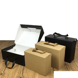 Gift Wrap Environmentally Friendly Kraft Paper Box Black/Brown Foldable Carton Packaging Suitable For Clothes Shoes Lz1940 Drop Deli Dhrih