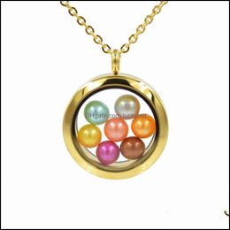 Lockets Selling Gold Colour Stainless Steel Pendant Necklace For 67 Mm Round Pearls Aromatherapy Box Best Gift Drop Delivery Jewellery Otolm