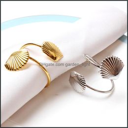 Napkin Rings Shell Sier Ring Gold Holder Drop Delivery Home Garden Kitchen Dining Bar Table Decoration Accessories Otw0V