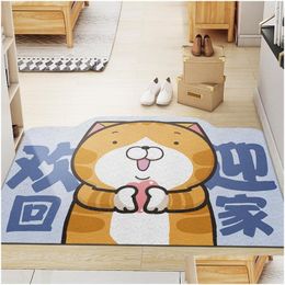 Carpets Cute Cartoon Animal Shape Plush Comfortable Home Decor Door Mat Interesting Bathroom Absorbent Bath Indoor Carpet Kitchen No Dhr4N