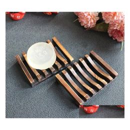 Soap Dishes Vintage Style Bathroom Tray Handmade Wood Dish Box Wooden As Holder Home Accessories Drop Delivery Garden Bath Dhjux