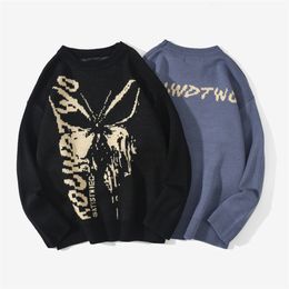 Women's Sweaters Hip Hop Knitwear Mens Harajuku Butterfly Male Loose Casual Streetwear Pullover Women Couples Clothes Drop Ship 230113