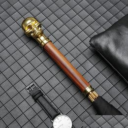 Umbrellas Creative Luxury Umbrella Rian Long Handle Skls Gold Windproof Rain Women Metal Retro Men Business Gift Y6S Drop Delivery H Dhtnu