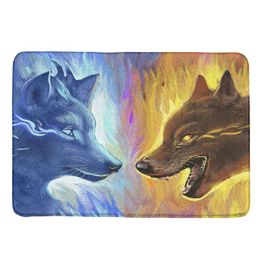 Carpets Fire And Ice Wolves Carpet Rugs Non Slip Floor Mats Home Decor Throw For Living Room Bedroom Soft Flannel MaCarpets