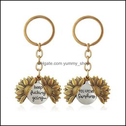 Keychains Lanyards Metal Keychain Pendant Creative Sunflower Can Open Lage Decoration Key Ring Gift Supplies Drop Delivery Fashion Otchx