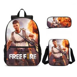 Backpack 2023 Children School Bags 3D Free Fire Game Printing 3 Pcs/set Kids Boys Laptop Men Schoolbag Mochila Escolar