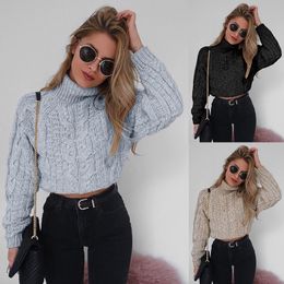 Women's Sweaters Twist Turtlenecks For Women Fashion Slim Cropped Jumpers Knitwear Autumn Solid Pullover Female Basic 230113