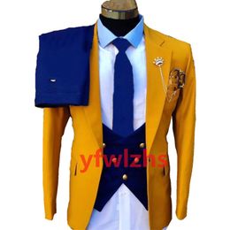 Custom-made Groom Tuxedos One Button blossom Men Suits Notch Lapel Groomsmen Wedding/Prom/Dinner Man Blazer Jacket Pants Tie Vest M226