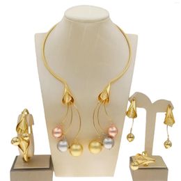 Necklace Earrings Set Dubai Plated Gold Jewellery High Quality Fashion Ladies Holiday Gift Bud Style
