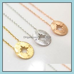 Pendant Necklaces Compass Necklace Round Disc Women Travel Jewellery Unisex Chain Bijoux Graduation Handmade Drop Delivery Pendants Dht6X