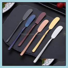 Other Dinnerware Pvd Plated Stainless Steel 304 Butter Knife Colored Shiny Gold Rose Black Drop Delivery Home Garden Kitchen Dining B Otx8Z