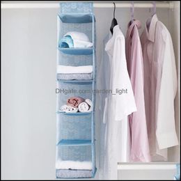 Clothing Wardrobe Storage Wholesale Oxford Cloth Bag 5 Layers Scarf Hat Clothes Folding Hanging Underwear Closet Organizer Dbc Dro Dhb9P