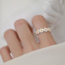 Wedding Rings Fashion Daisy Flower Opening For Women Sunflower Leaf Butterfly Korean Girls Finger Party Jewelry Christmas Gifts