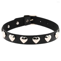 Choker Style Punk Personality Cute Temperament Everyday Love Shape Collar Rivet Nailed Neck Band Necklace