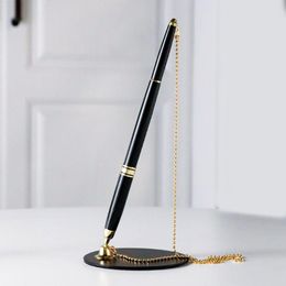 Ballpoint Pens Classic Metal Pen Secure Chain Attached Base Stand Desk Office Counter Signature Stationery Gift